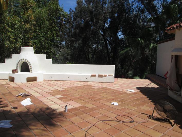 Great! Looking Stained Saltillo Tile Patio Floor