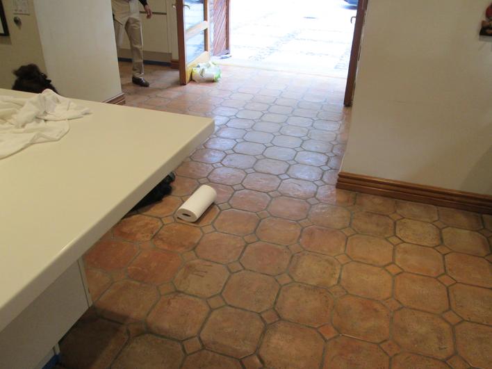 STAINED & DIRTY SALTILLO TILE FLOOR LOS ANGELES